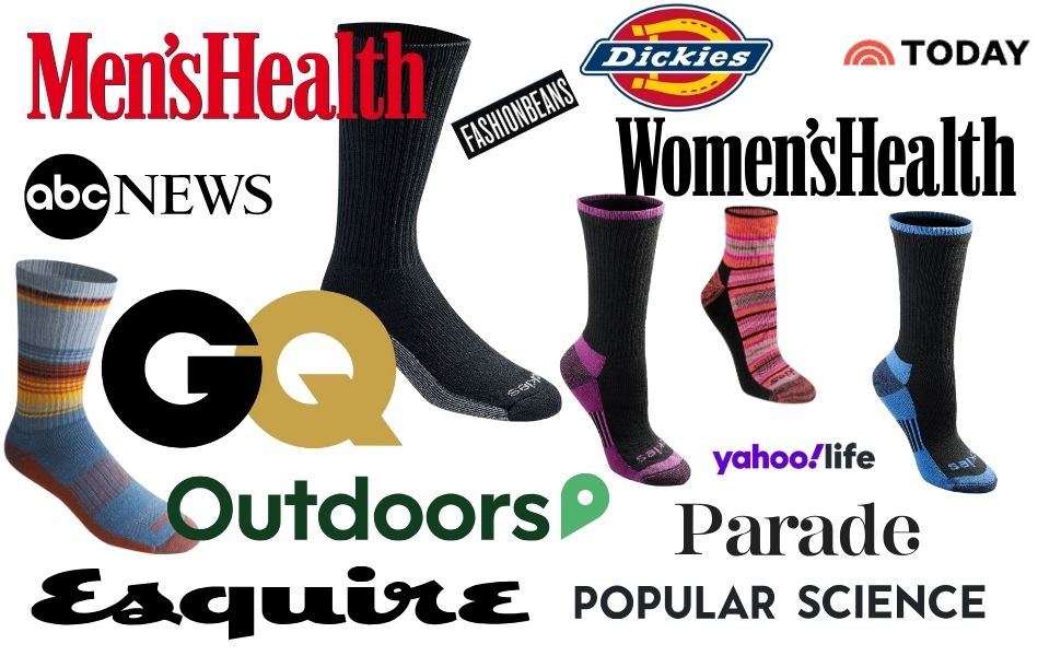 men&#39;s and women&#39;s socks with various magazine logos