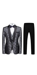 Mens Plaid Tweed 3 Piece Suits Slim Fit One Button Suit Tuxedo Set