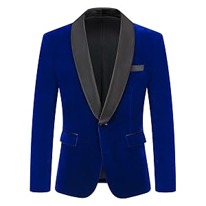 Mens Velvet Suit Jacket Slim Fit Blazer for Men Shawl Collar Tuxedo Jacket Solid