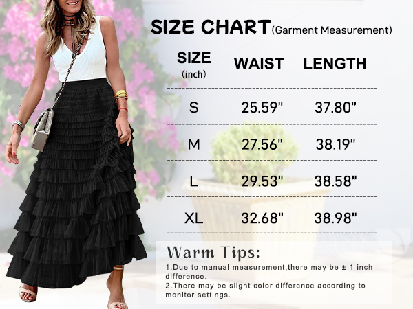 Tulle maxi skirts for women