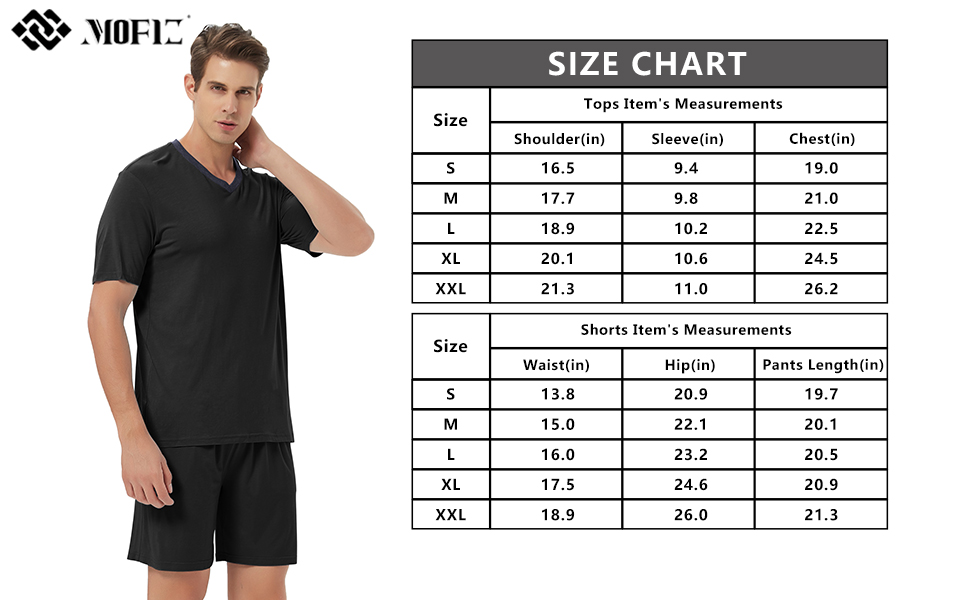 Men''s Summer Sleepwear Short Sleeves Pajama Set V-Neck Lightweight Sleep Set Lounge 2 Side Pockets