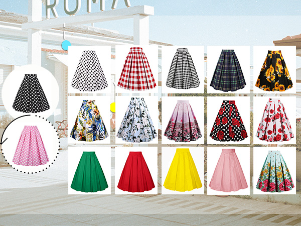 vintage skirts for women 1950s, polka dot skirts for women, vintage skirts with pockets