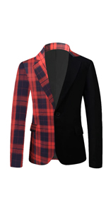 Men''s Plaid Patchwork Suit Blazer