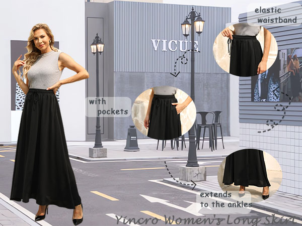 Comfortable and Stylish Women''s Long Skirt in Pleated Chiffon Material