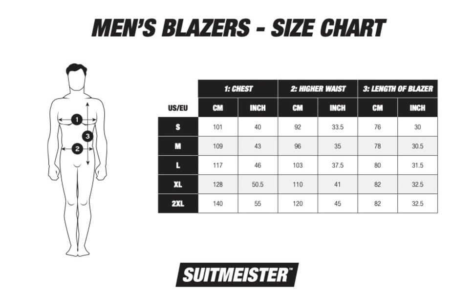 Size Chart Men''s Blazers