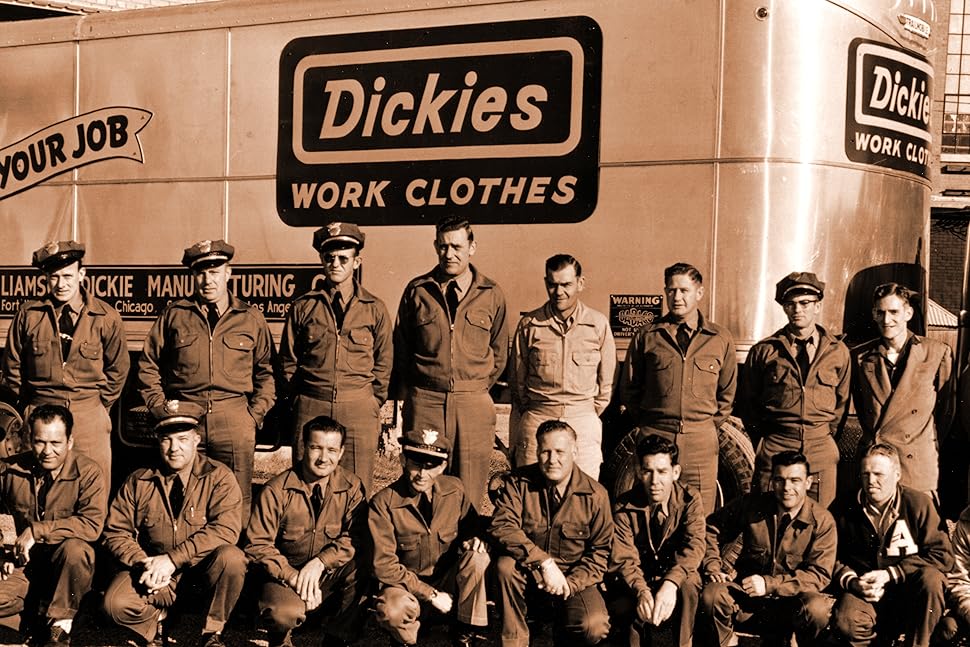 1940''s truckers in front of Dickies trailer