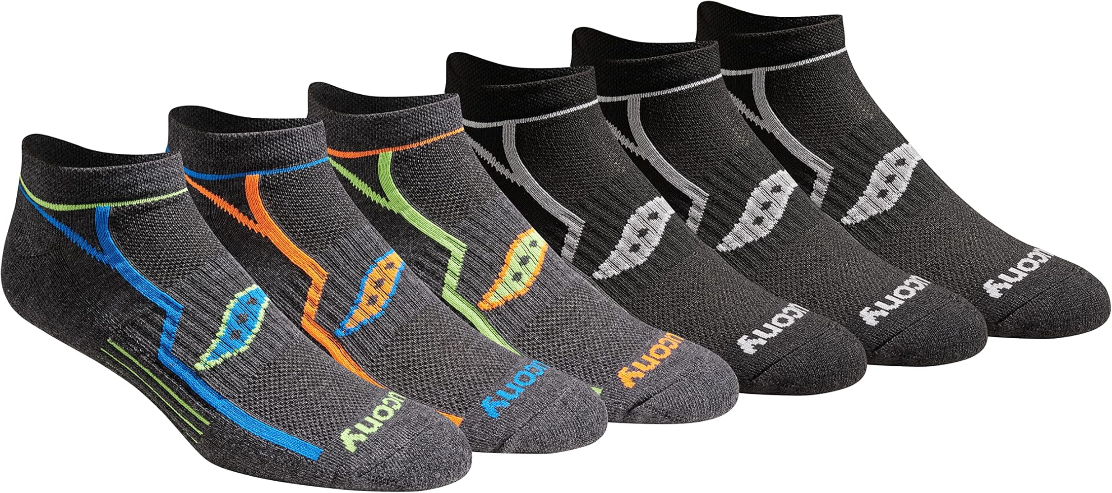 Saucony Men's RunDry Bolt Performance 6, 12, 18 Pairs No-Show Socks, M-XXL