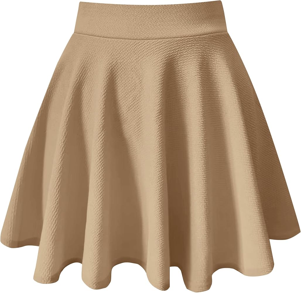 PUKAVT Women's Basic Casual Skirts A-Line Mini Flared Stretchy Skater Party Skirt