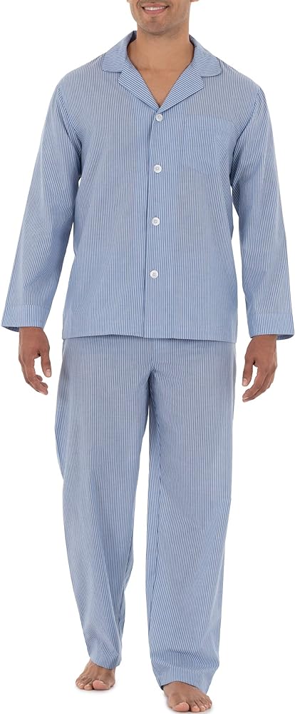 Fruit of the Loom Men's Long Sleeve Broadcloth Pajama Set