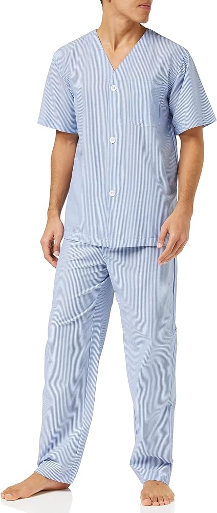 Fruit of the Loom Men's Broadcloth Short Sleeve Top and Long Pants Pajama Set