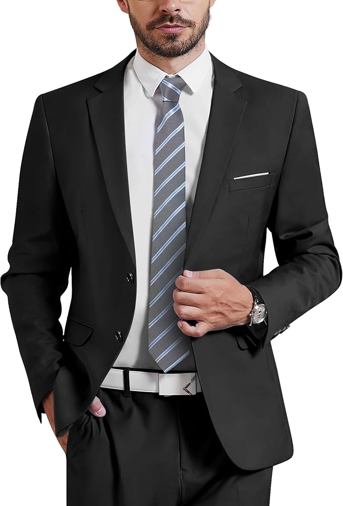 YND Men's Two Button Slim Fit Suit Blazer, Casual Lightweight Jacket Sport Coat