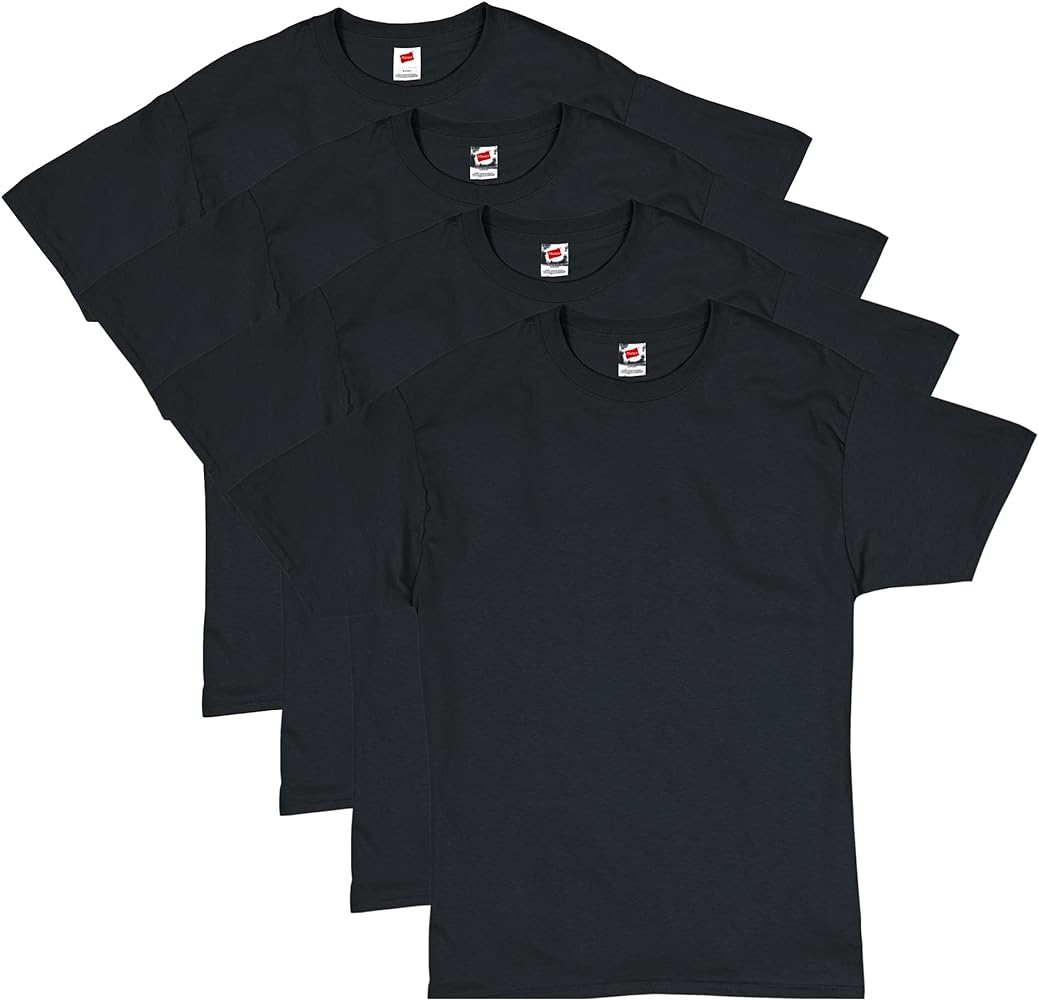 Hanes Mens Essentials T-Shirt Pack, Crewneck Cotton T-Shirts For Men, 4 Or 6 Pack Available