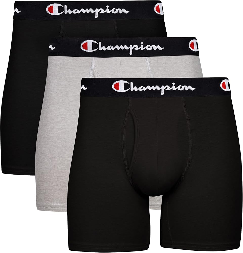 Champion mens Underwear Boxer Briefs, Every Day Comfort Stretch Cotton Moisture-wicking Underwear, Multi-pack