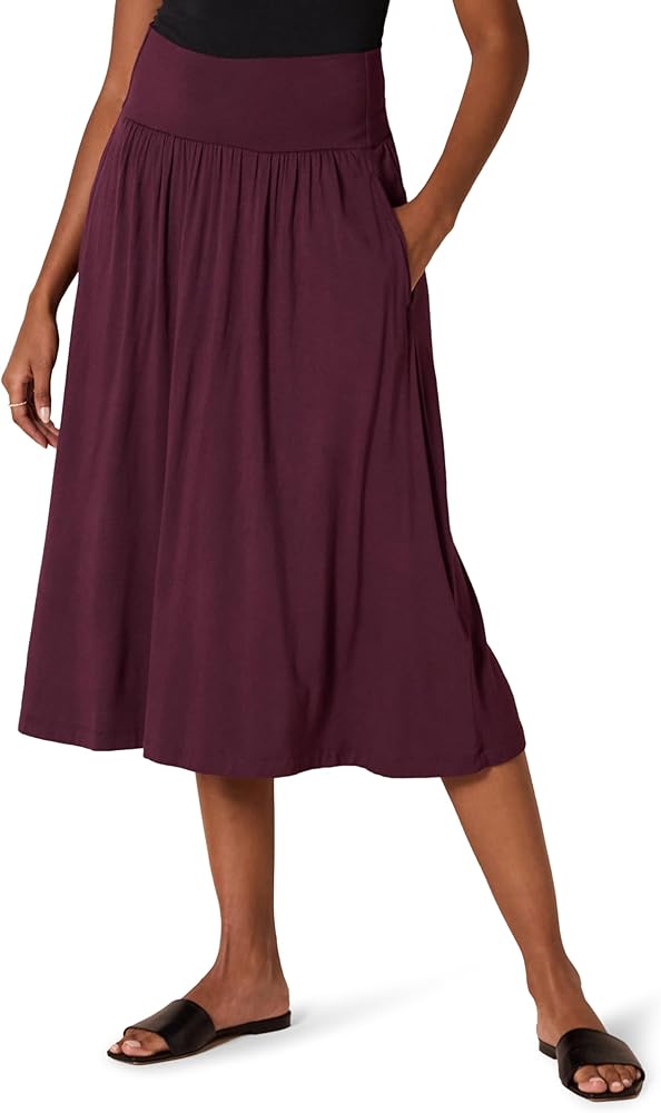 Amazon Essentials Women's Jersey Pull On Midi Length Skirt