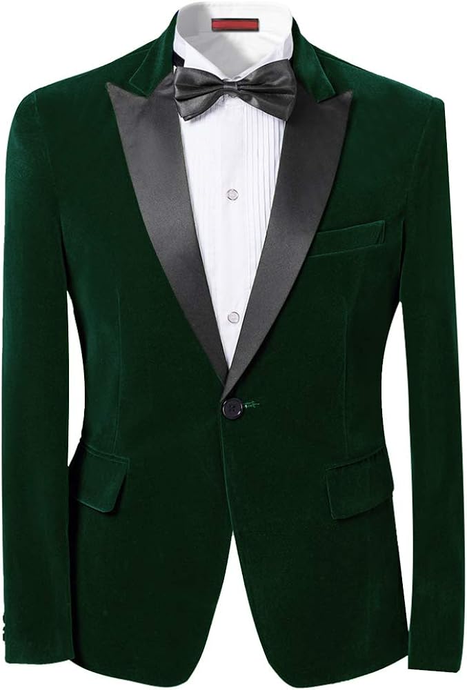 Cloudstyle Men's Peaked Lapel 1 Button Dinner Jacket Wedding Blazer Prom Tuxedo