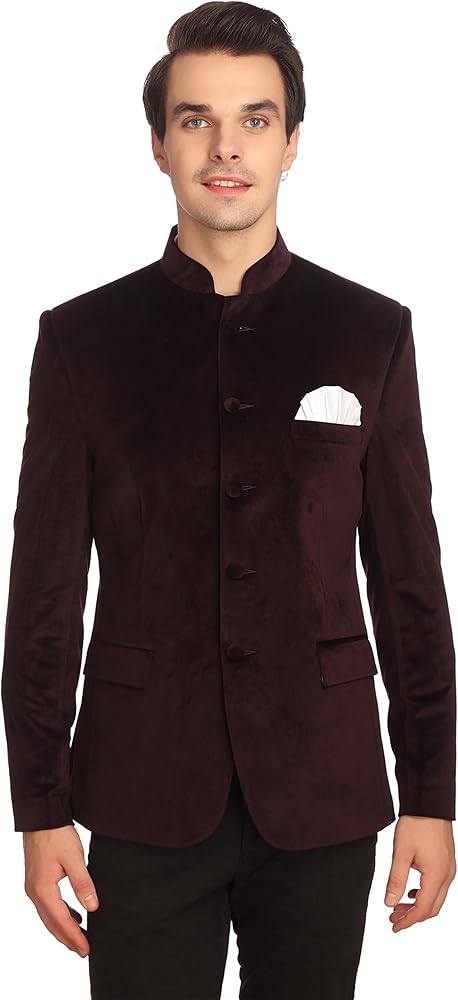 WINTAGE Men's Velvet Grandad Nehru Blazer Coat Jacket