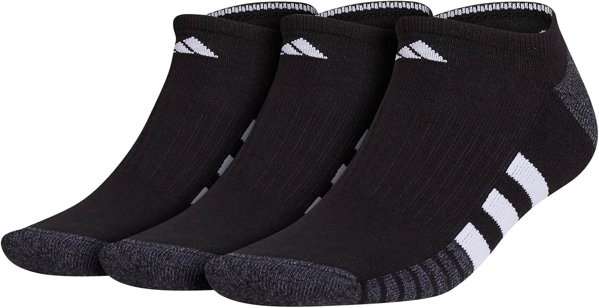 adidas Men's Cushioned No Show Socks Low Profile with Arch Compression (3-Pair)