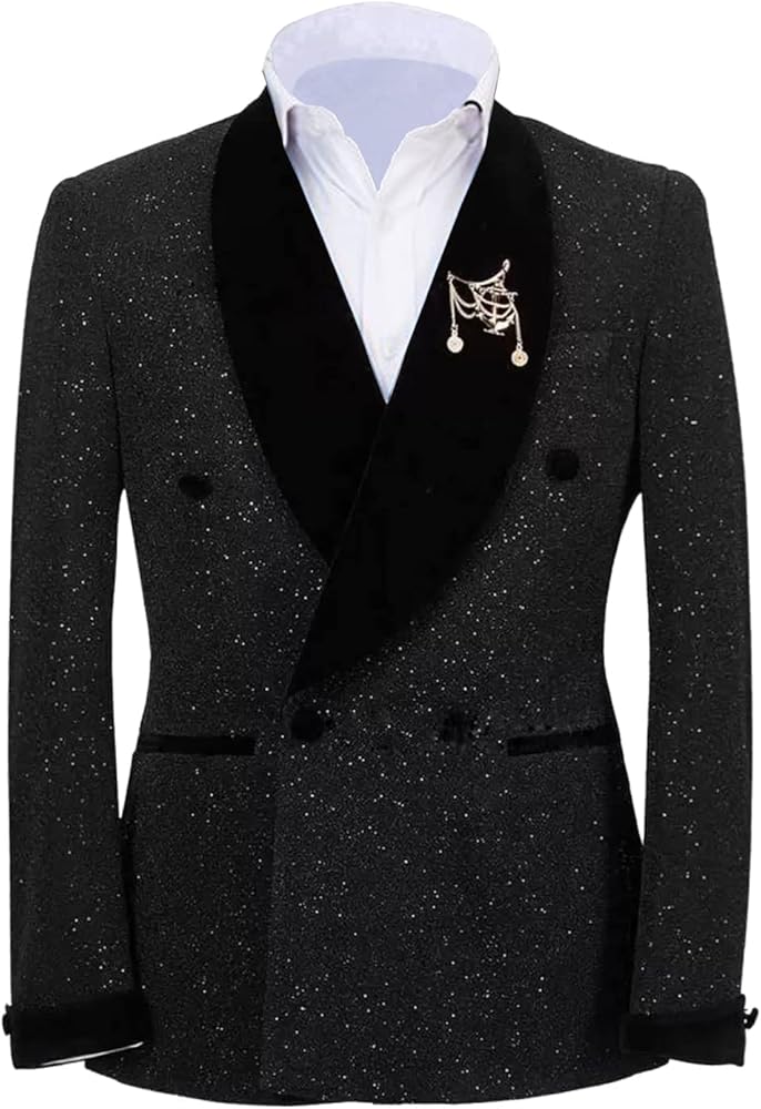 Mens Bling Suits Blazer Slim Fit Jacket Standing Collar Daliy Business Suits Tuxedo Formal Jackets for Wedding