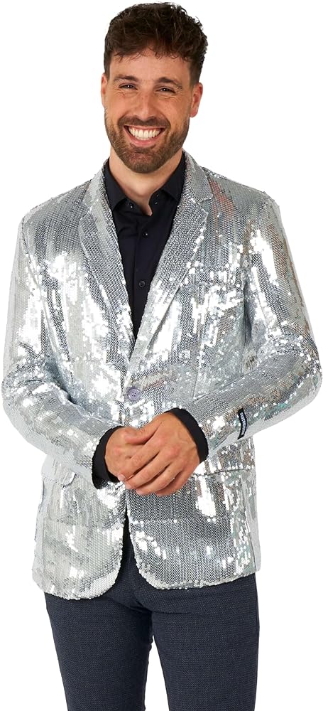 SUITMEISTER Sequins Party Blazer for Men - Slim Fit - Shiny Christmas, NYE, Prom Party Jacket