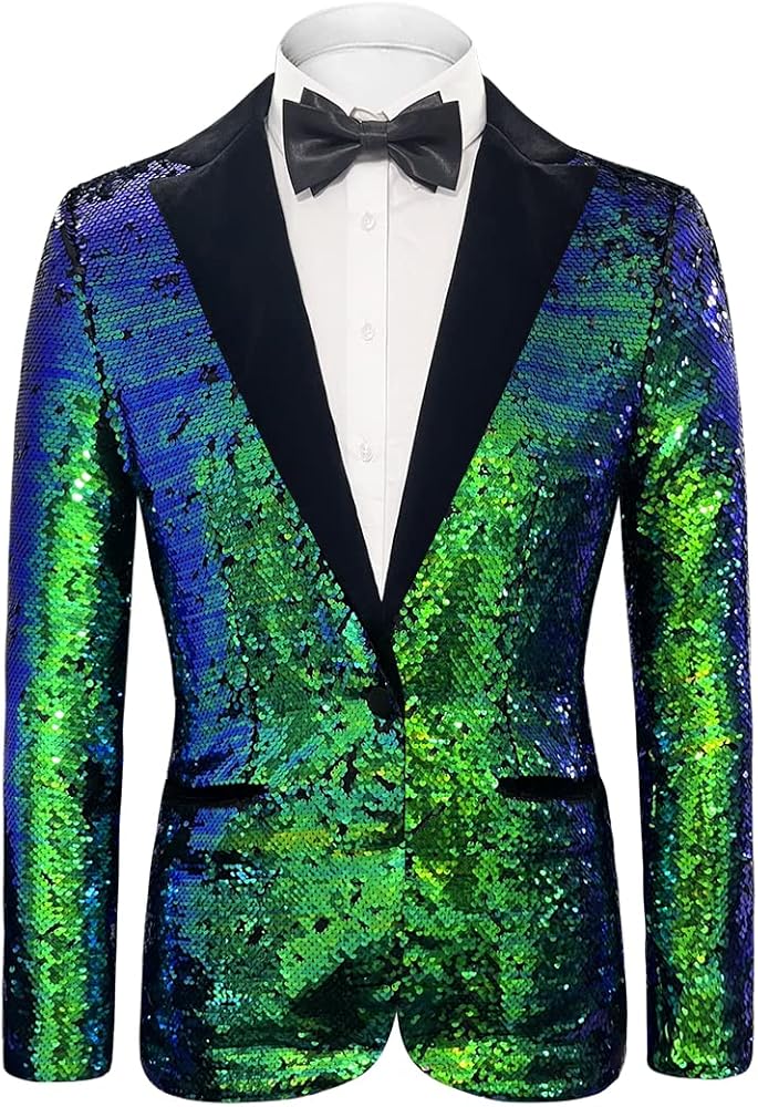 Men's Daily wear Wedding Prom Party Sequined Tuxedo Suit Jacket Blazers