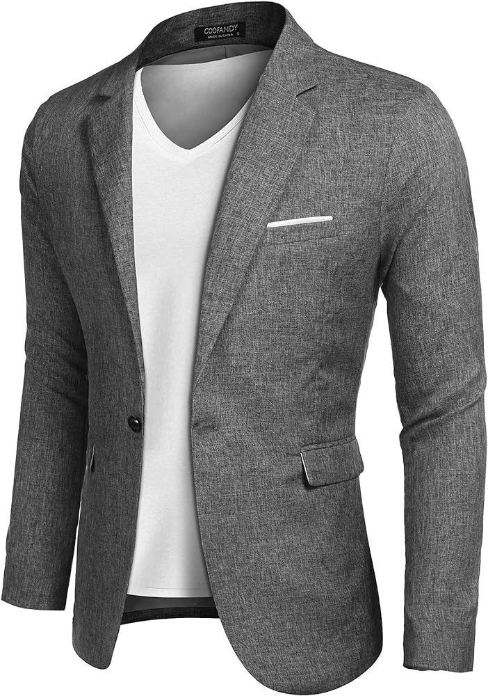 COOFANDY Men's Blazer Casual Sport Coats Slim Fit One Button Suit Jacket Lightweight Sports Jacket