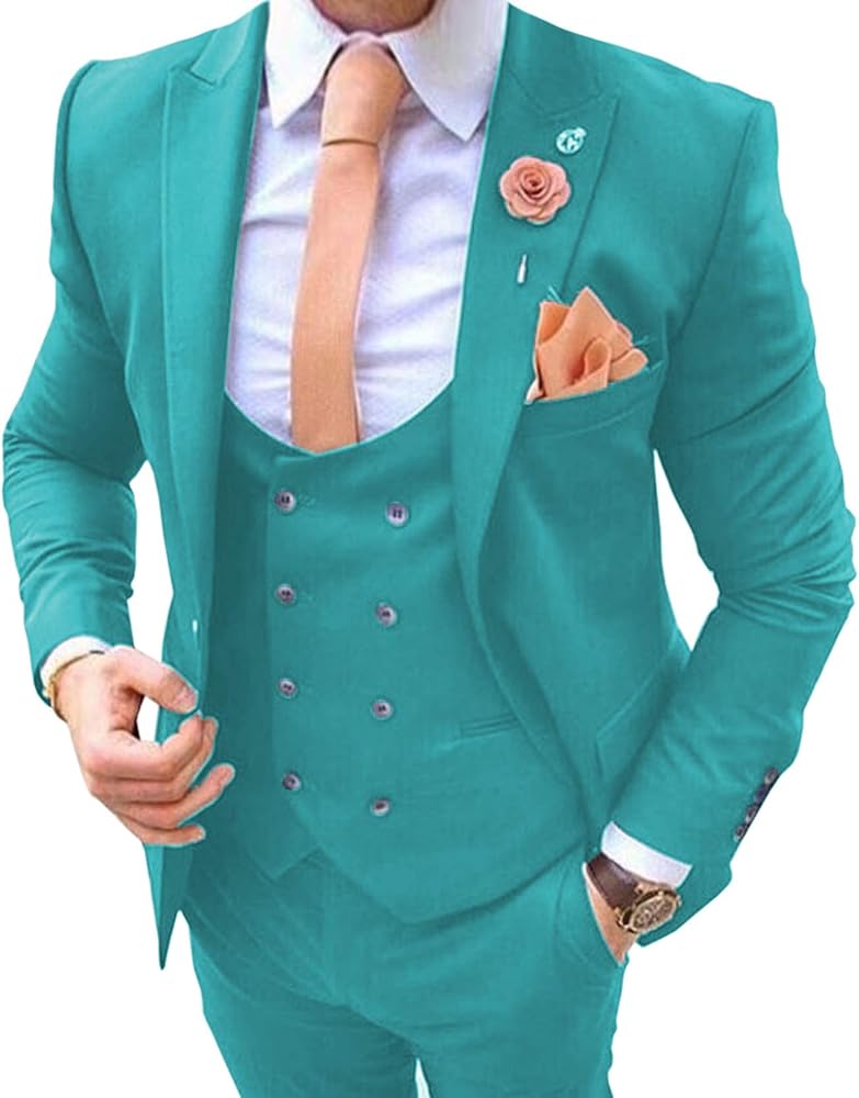 Men's Suits for Wedding Slim Fit 3 Pieces Suit Groom Tuxedos Blazer Tux Vest Trousers Prom Suits