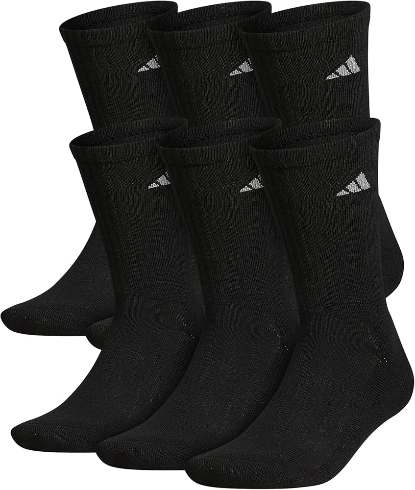 adidas Men's Athletic Cushioned Crew Socks with Arch Compression for a Secure Fit (6-Pair)