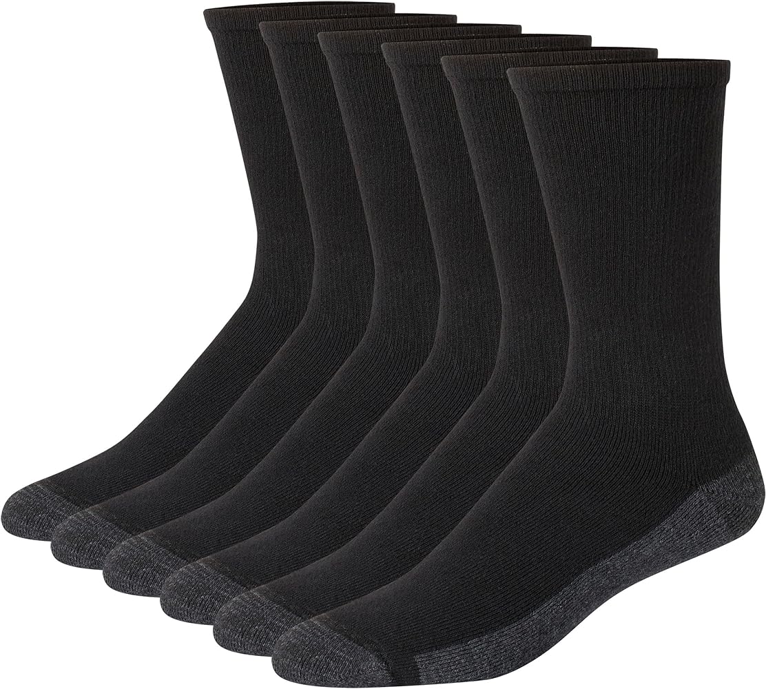 Hanes Men's Max Cushioned Crew Socks, Moisture-wicking with Odor Control, Multi-pack