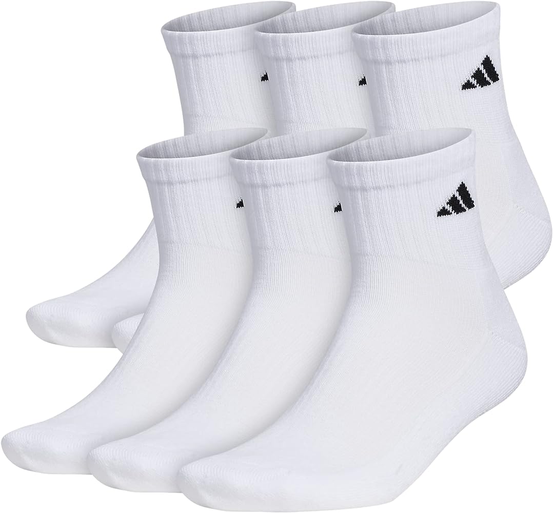 adidas Men's Athletic Cushioned Quarter Socks (with Arch Compression for a Secure Fit (6-pair)