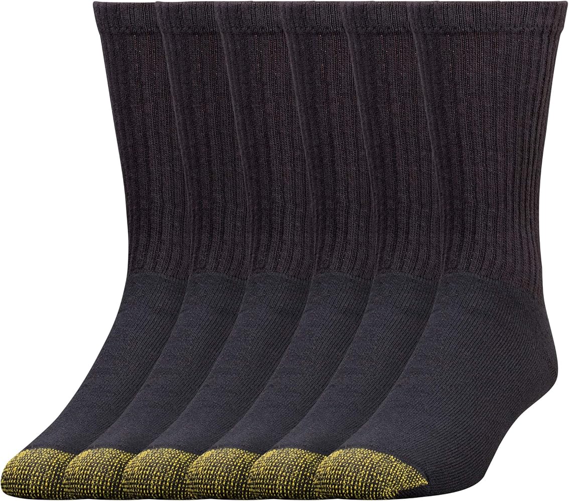 GOLDTOE Men's Sport 656 Cotton Crew Socks 6 Pack